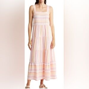 Casa Cabana Striped Linen Blend Maxi Dress size M